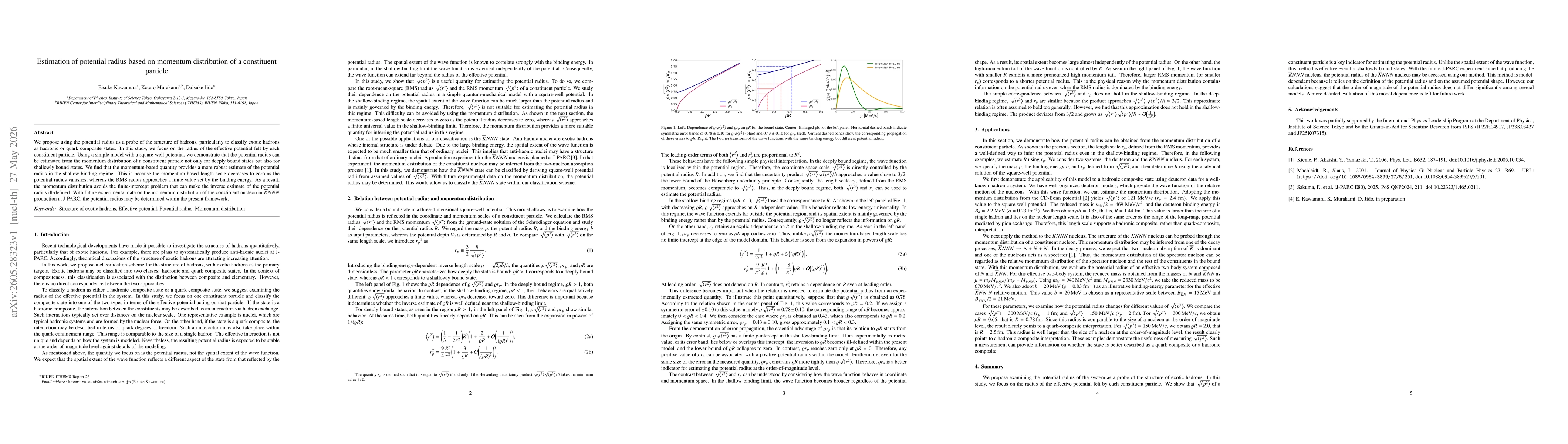 Thumbnail for Estimation of potential radius based on momentum distribution of a constituent particle