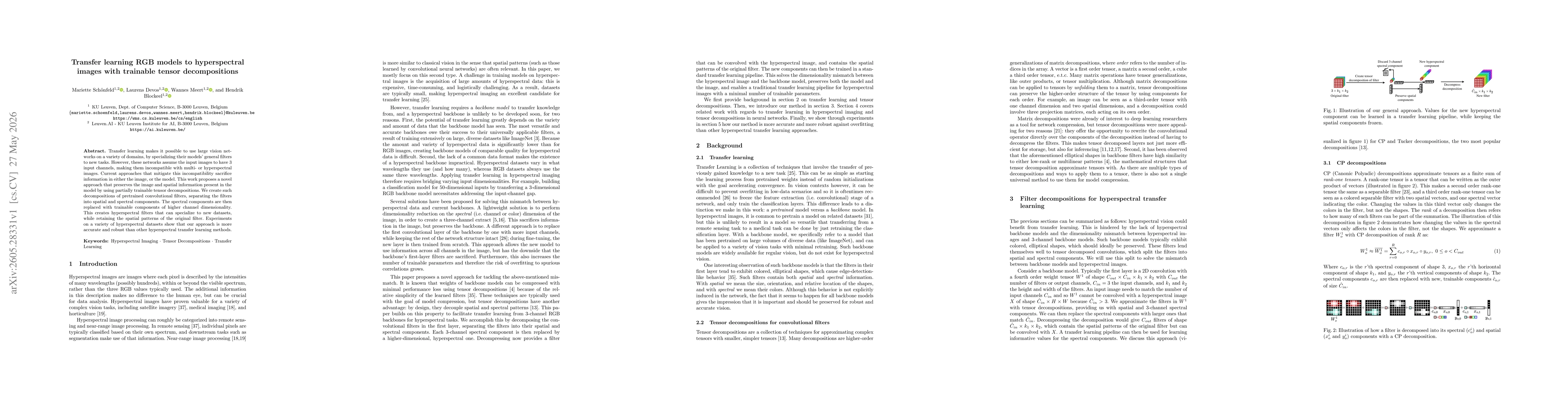 Thumbnail for Transfer learning RGB models to hyperspectral images with trainable tensor decompositions