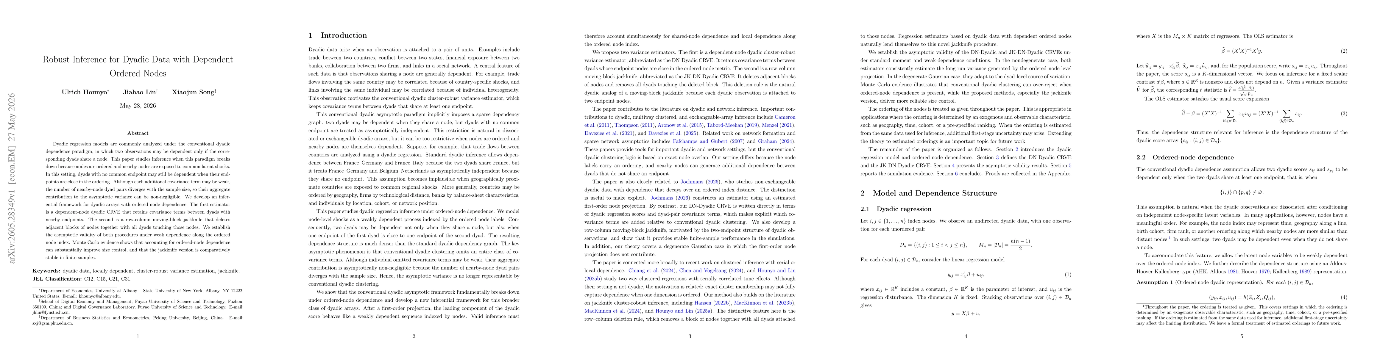 Thumbnail for Robust Inference for Dyadic Data with Dependent Ordered Nodes