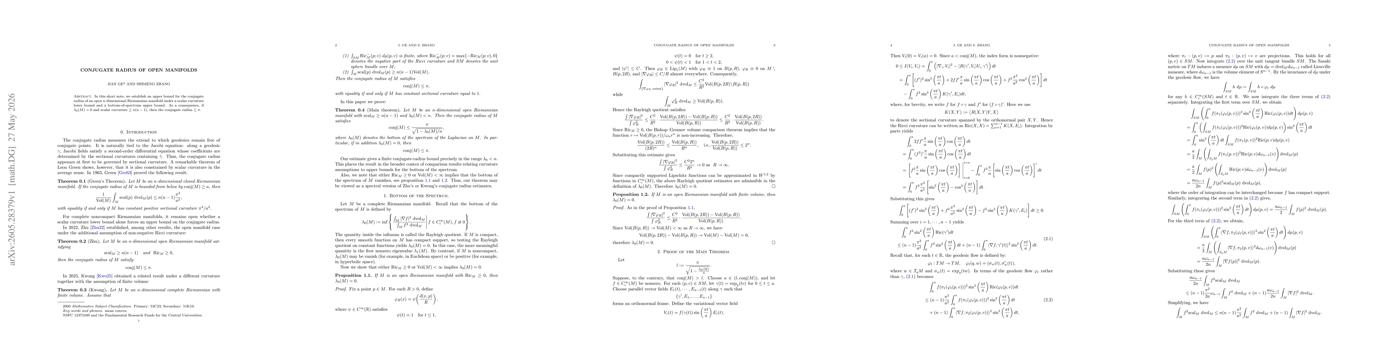 Thumbnail for Conjugate radius of open manifolds