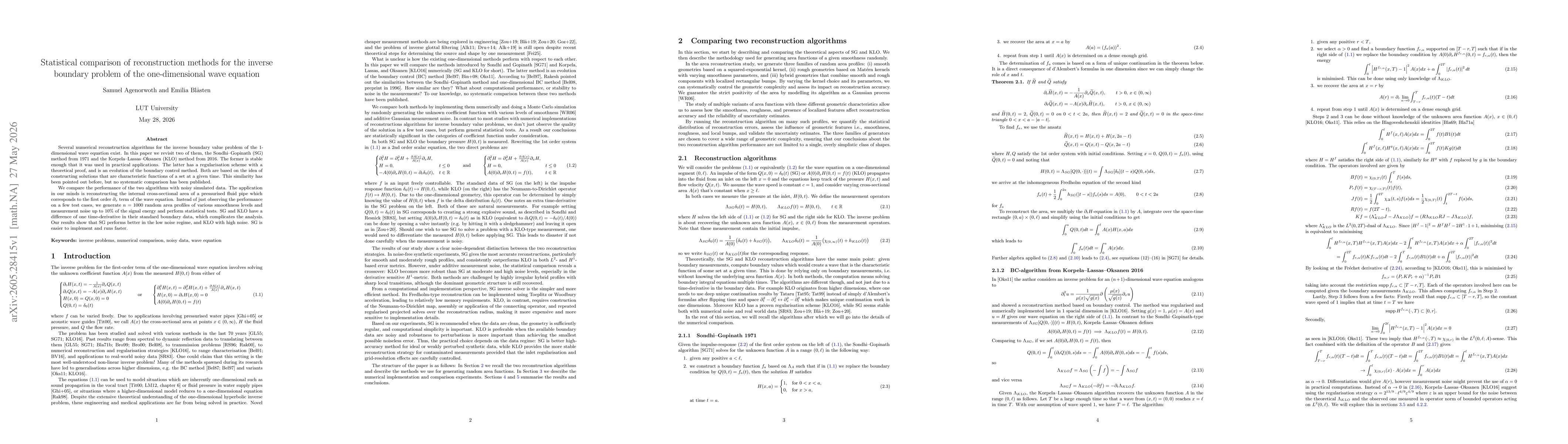 Thumbnail for Statistical comparison of reconstruction methods for the inverse boundary problem of the one-dimensional wave equation