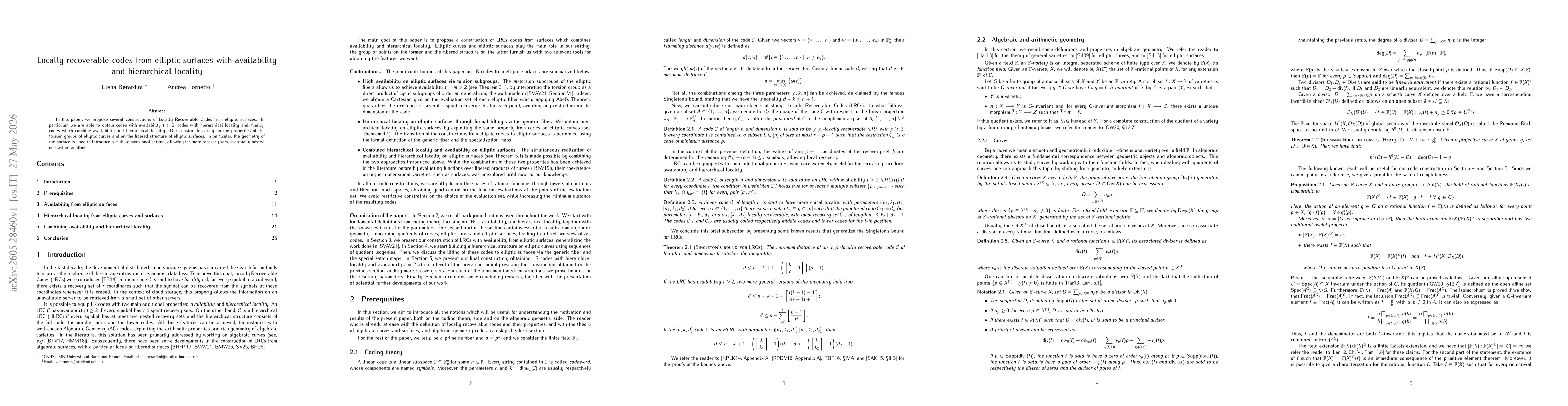 Thumbnail for Locally recoverable codes from elliptic surfaces with availability and hierarchical locality