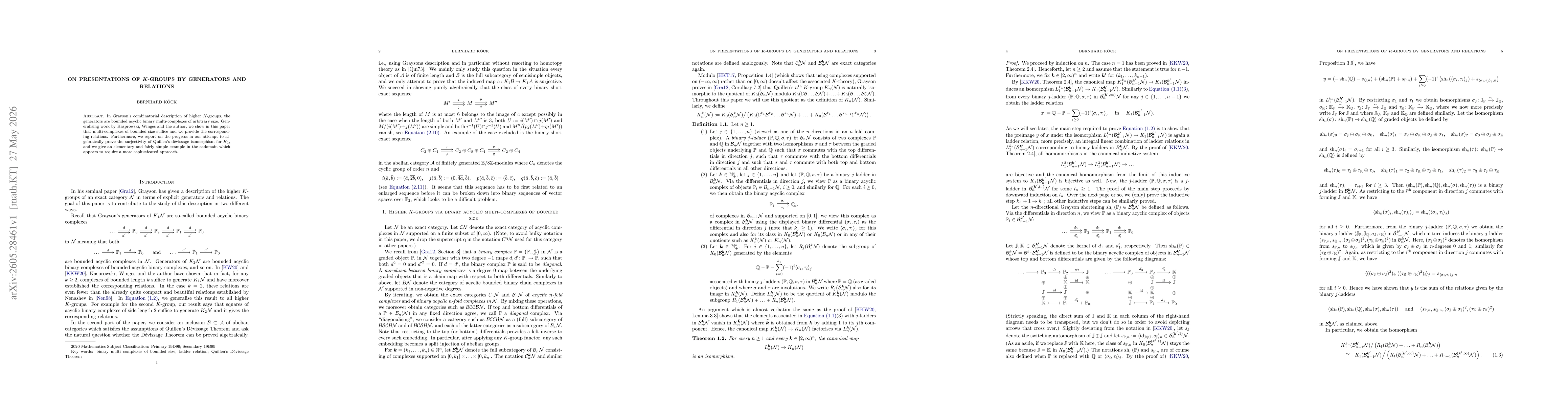 Thumbnail for On presentations of K-groups by generators and relations