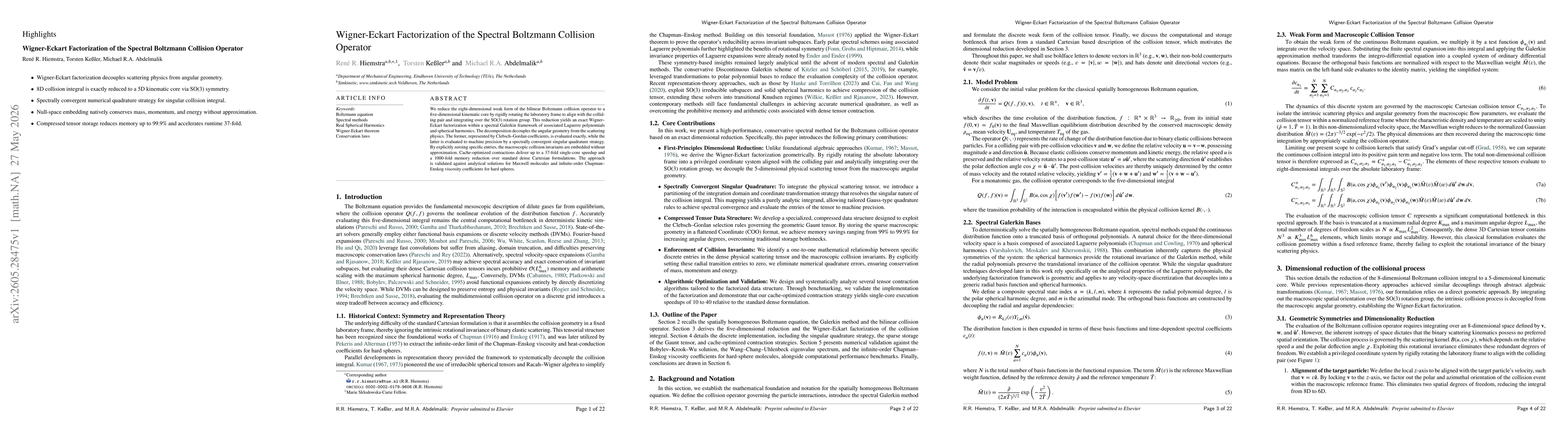 Thumbnail for Wigner-Eckart Factorization of the Spectral Boltzmann Collision Operator