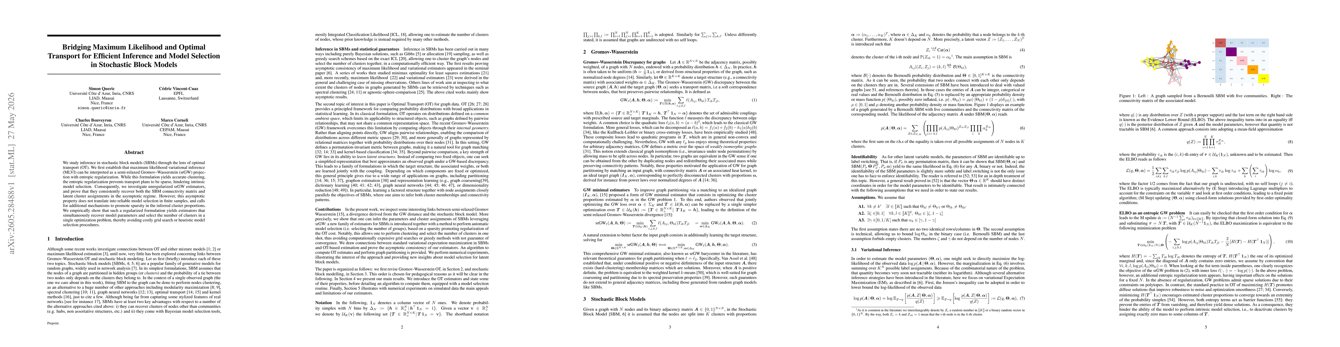 Thumbnail for Bridging Maximum Likelihood and Optimal Transport for Efficient Inference and Model Selection in Stochastic Block Models