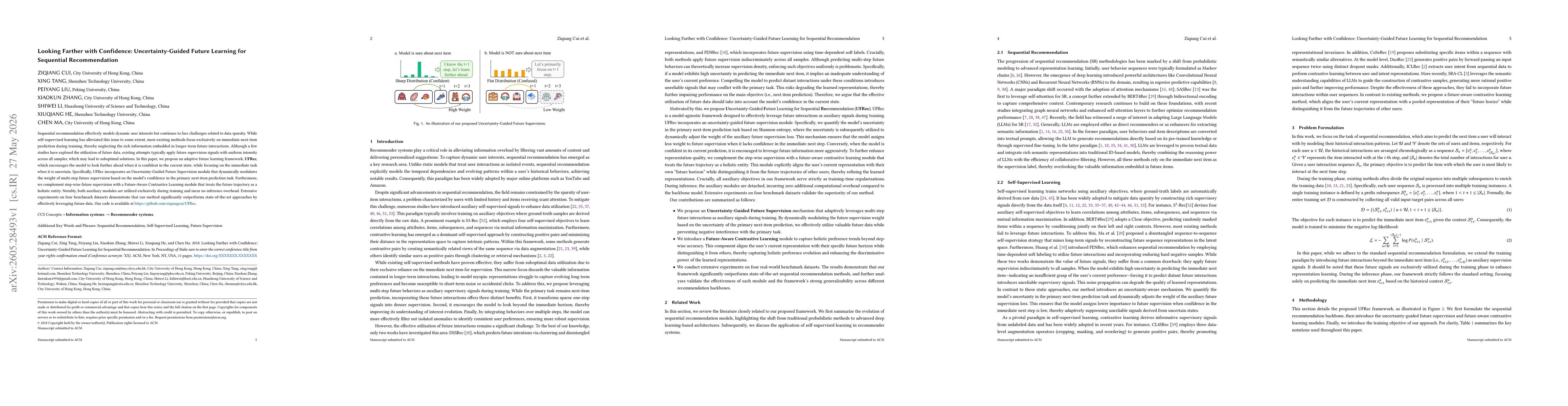 Thumbnail for Looking Farther with Confidence: Uncertainty-Guided Future Learning for Sequential Recommendation