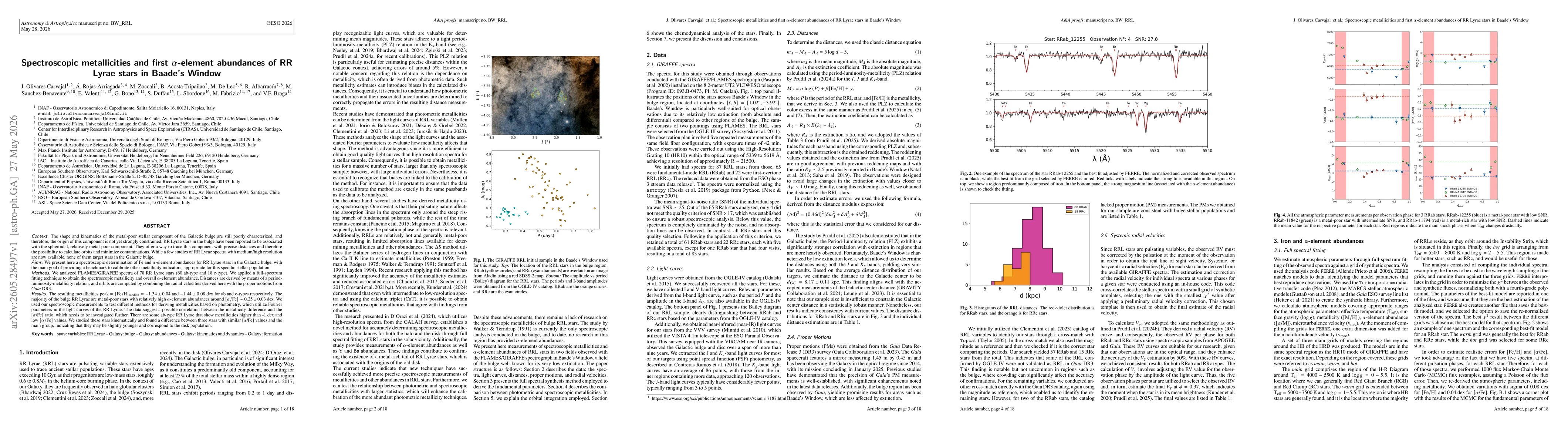 Thumbnail for Spectroscopic metallicities and first α-element abundances of RR Lyrae stars in Baade's Window
