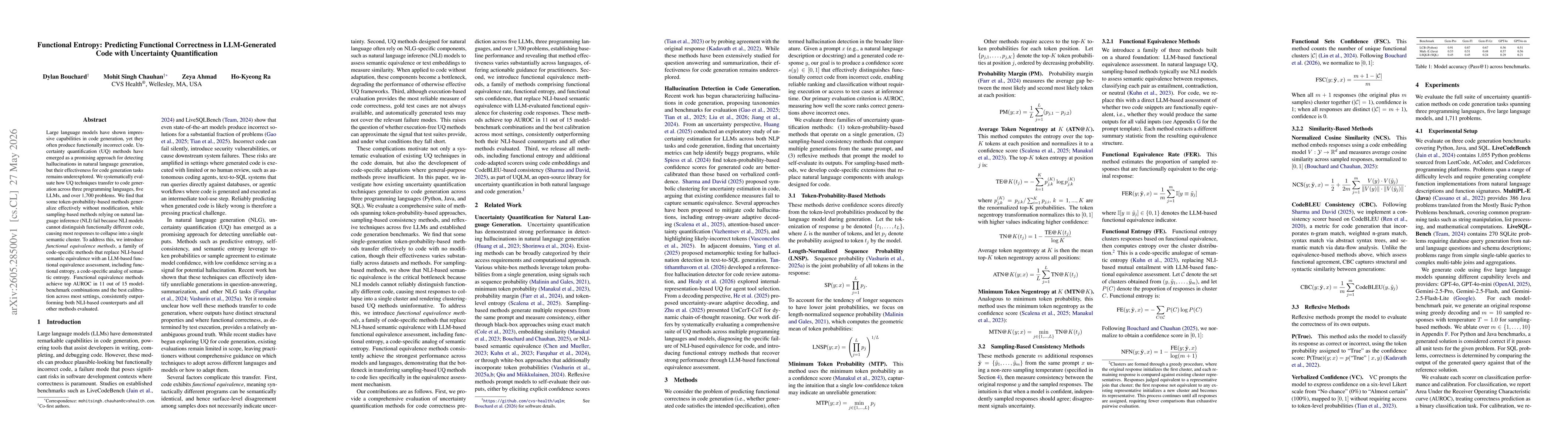 Thumbnail for Functional Entropy: Predicting Functional Correctness in LLM-Generated Code with Uncertainty Quantification