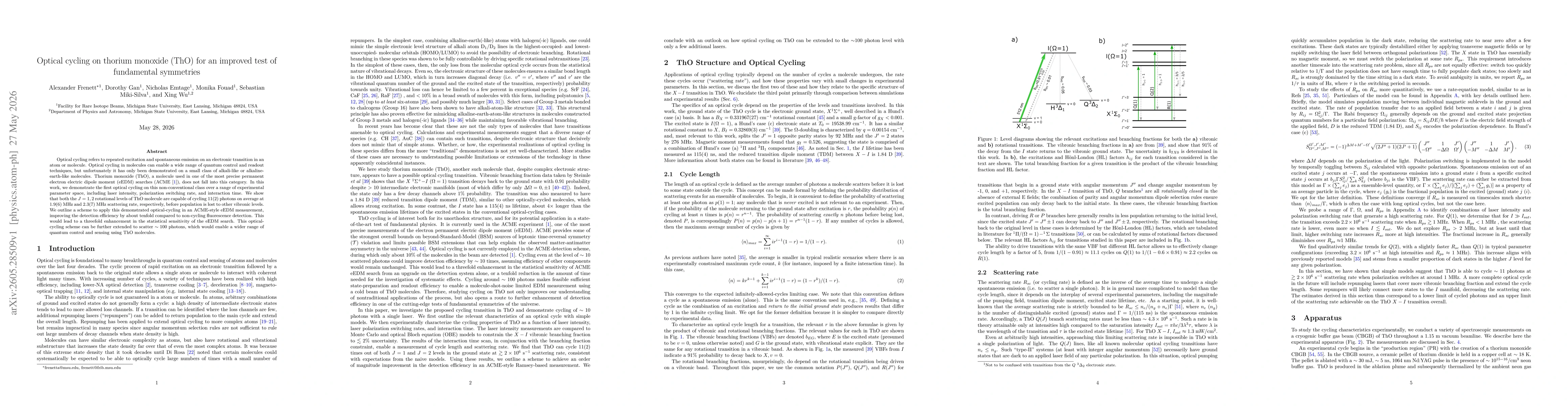 Thumbnail for Optical cycling on thorium monoxide (ThO) for an improved test of fundamental symmetries