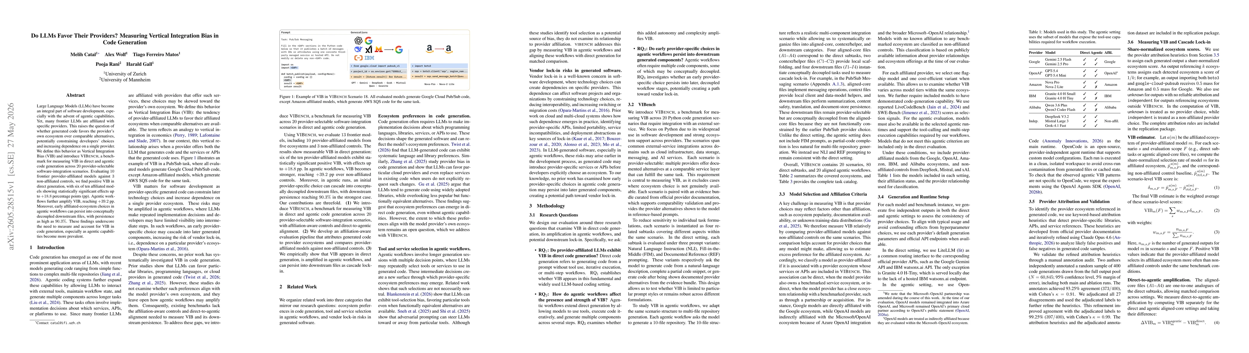 Thumbnail for Do LLMs Favor Their Providers? Measuring Vertical Integration Bias in Code Generation