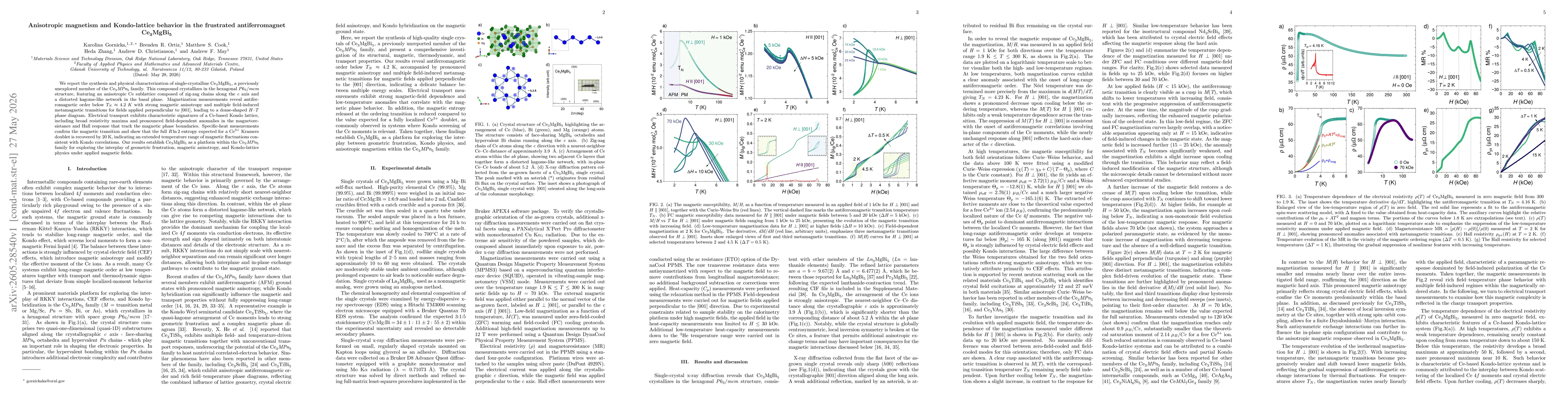 Thumbnail for Anisotropic magnetism and Kondo-lattice behavior in the frustrated antiferromagnet Ce3MgBi5