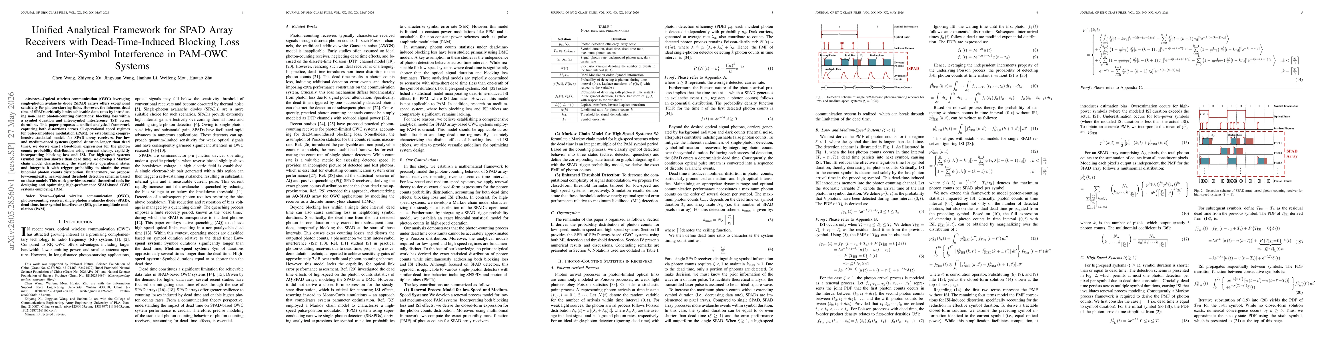 Thumbnail for Unified Analytical Framework for SPAD Array Receivers with Dead-Time-Induced Blocking Loss and Inter-Symbol Interference in PAM-OWC Systems