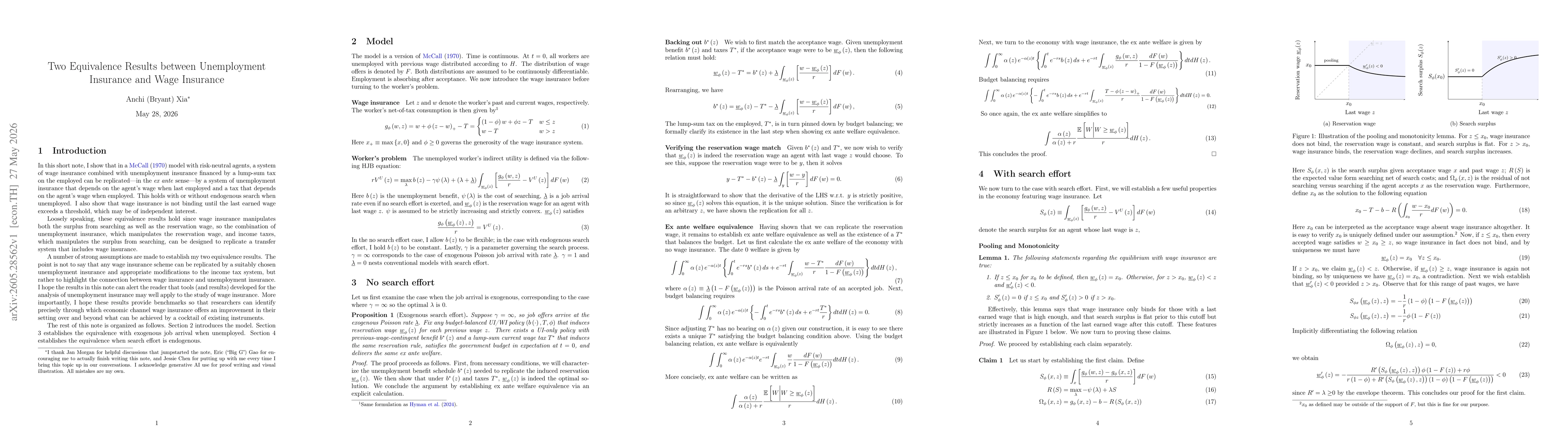 Thumbnail for Two Equivalence Results between Unemployment Insurance and Wage Insurance