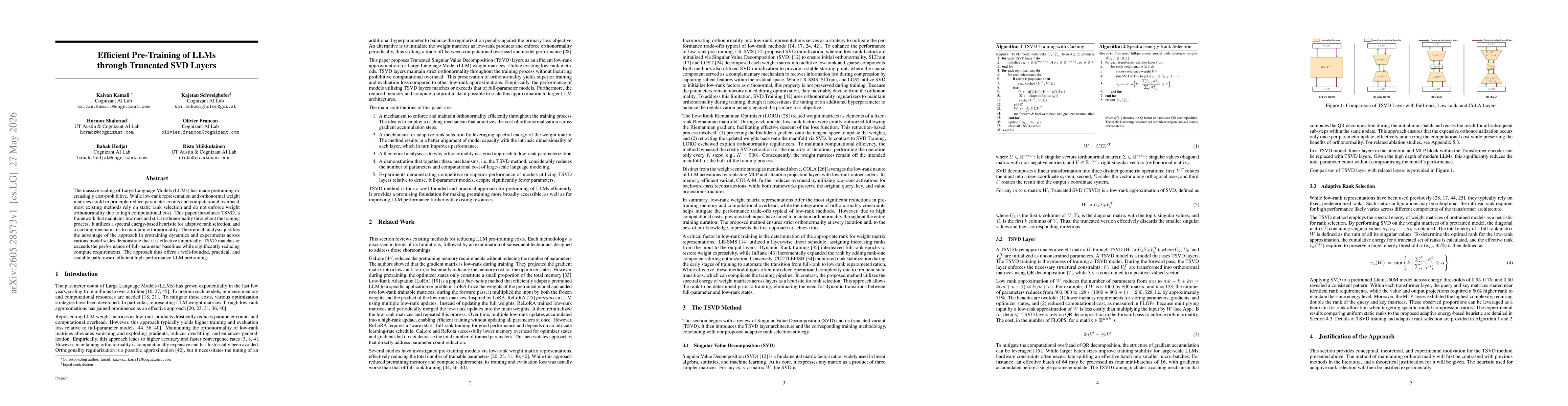 Thumbnail for Efficient Pre-Training of LLMs through Truncated SVD Layers