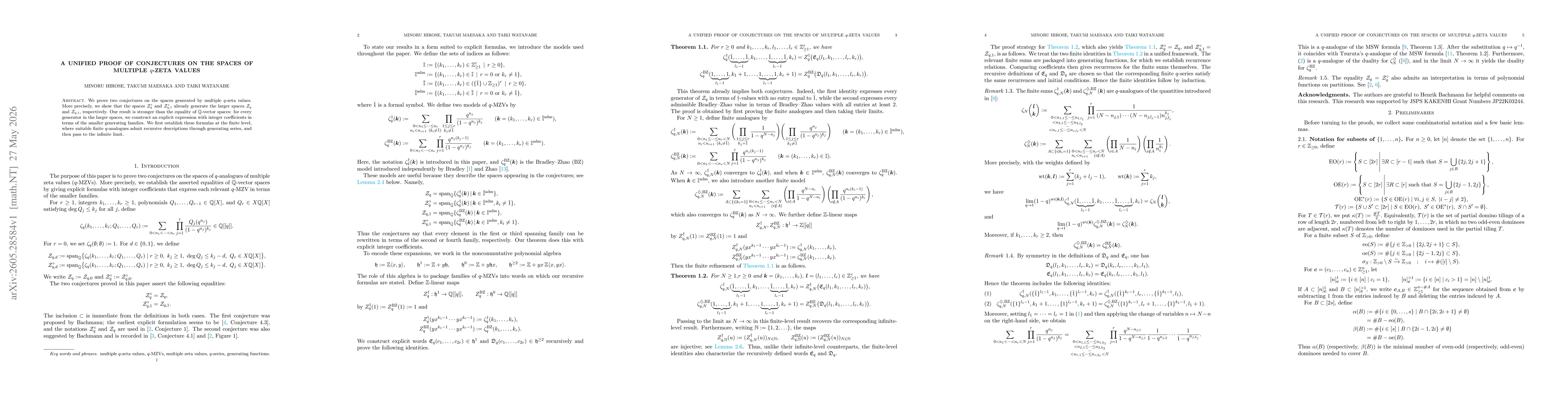 Thumbnail for A unified proof of conjectures on the spaces of multiple $q$-zeta values
