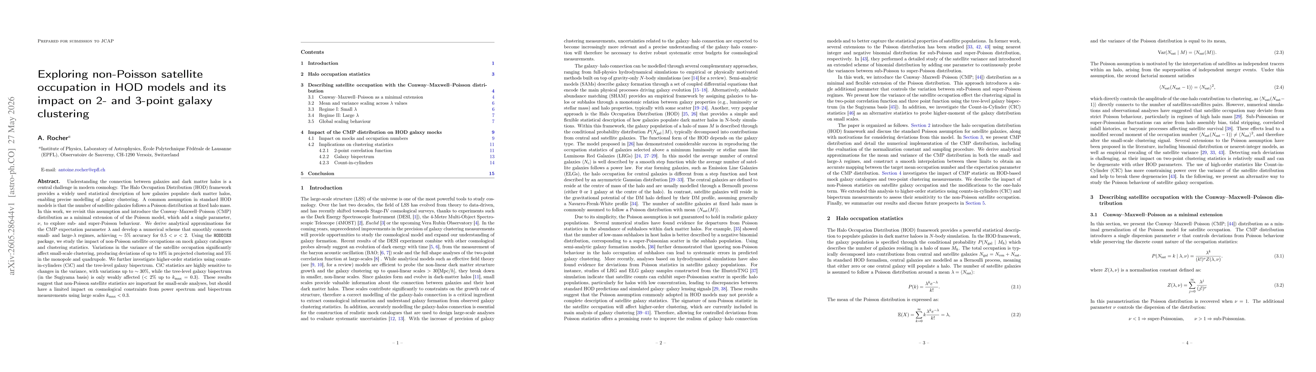 Thumbnail for Exploring non-Poisson satellite occupation in HOD models and its impact on 2- and 3-point galaxy clustering