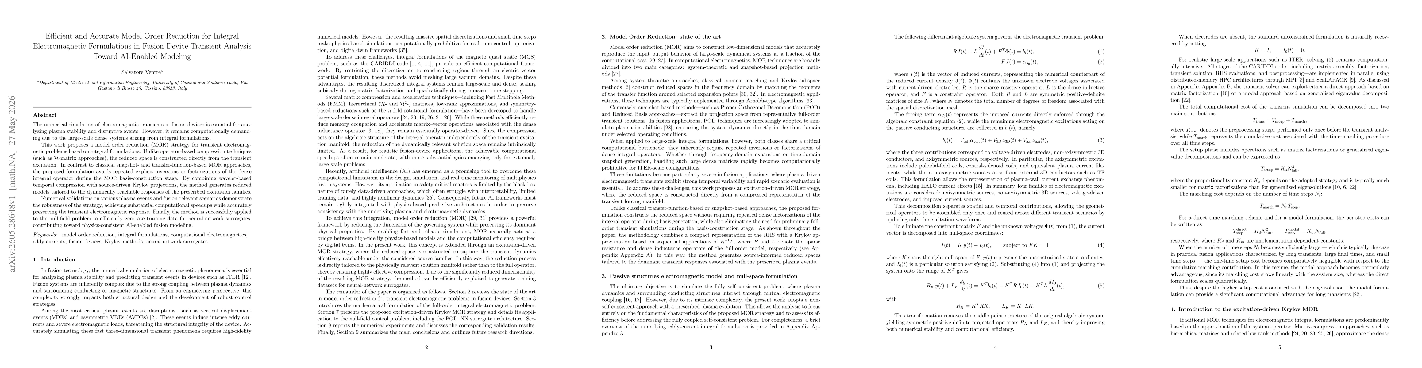Thumbnail for Efficient and Accurate Model Order Reduction for Integral Electromagnetic Formulations in Fusion Device Transient Analysis Toward AI-Enabled Modeling