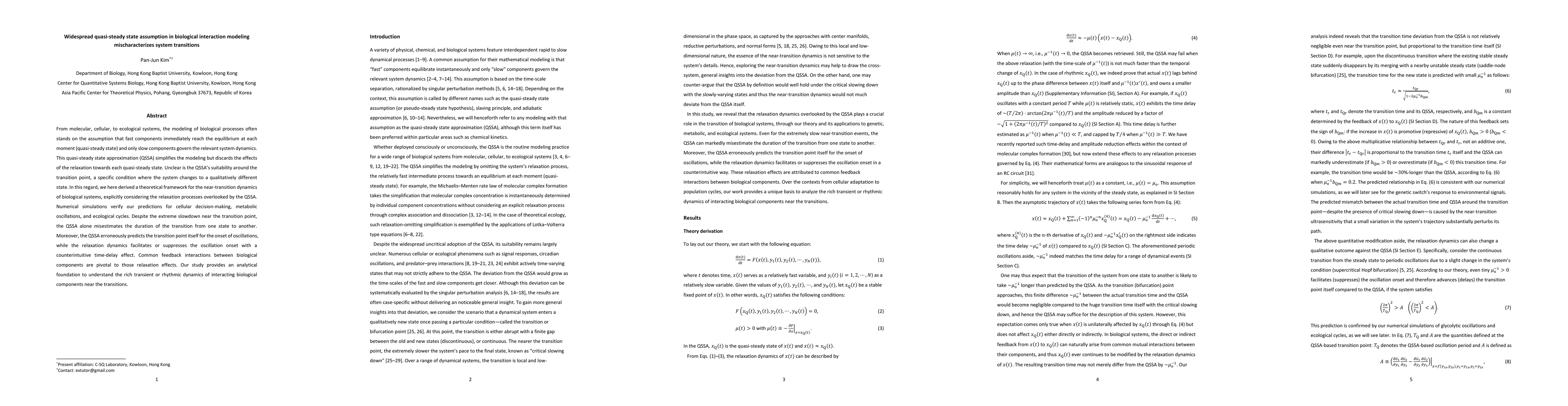 Thumbnail for Widespread quasi-steady state assumption in biological interaction modeling mischaracterizes system transitions