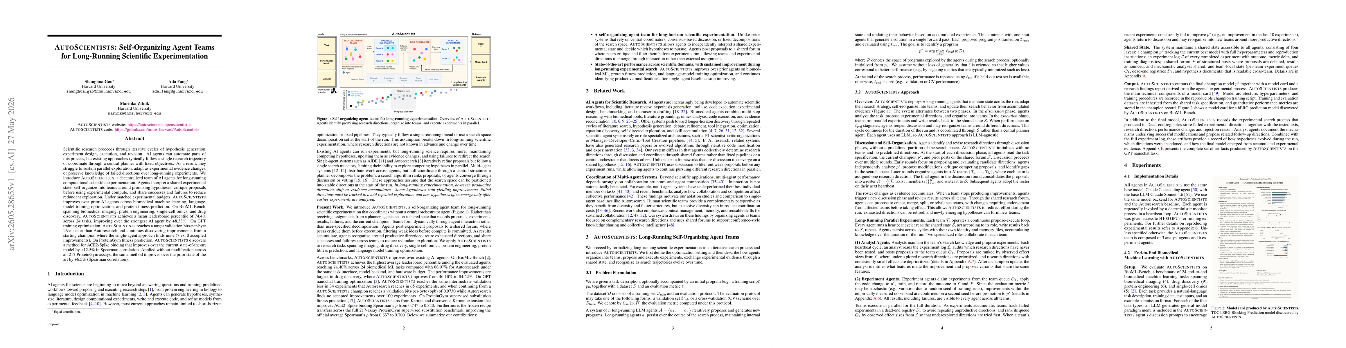 Thumbnail for AutoScientists: Self-Organizing Agent Teams for Long-Running Scientific Experimentation