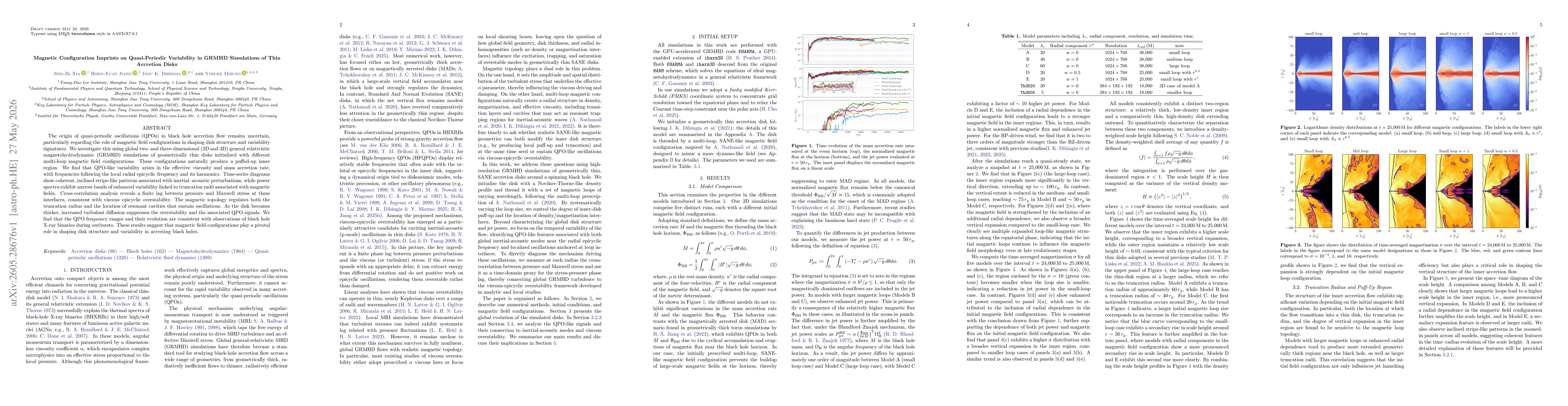 Thumbnail for Magnetic Configuration Imprints on Quasi-Periodic Variability in GRMHD Simulations of Thin Accretion Disks
