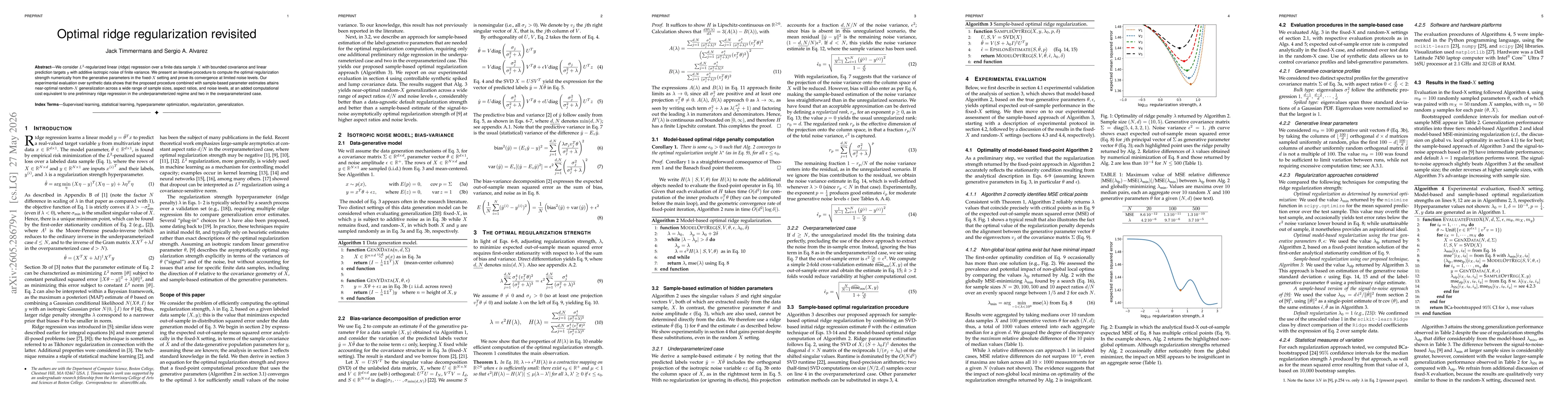 Thumbnail for Optimal ridge regularization revisited