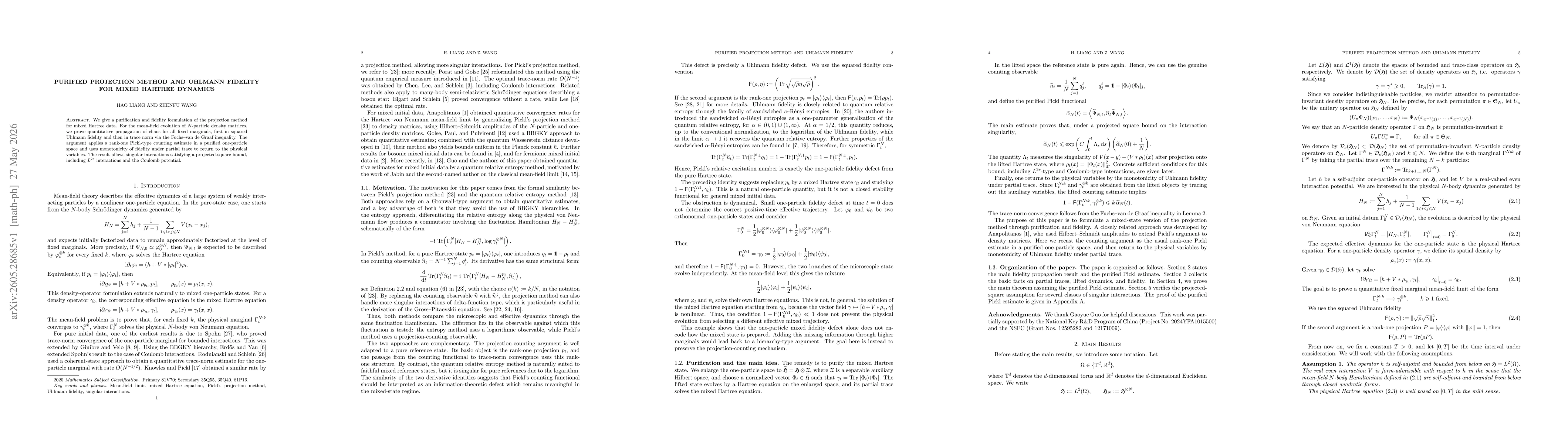 Thumbnail for Purified Projection Method and Uhlmann Fidelity for Mixed Hartree Dynamics