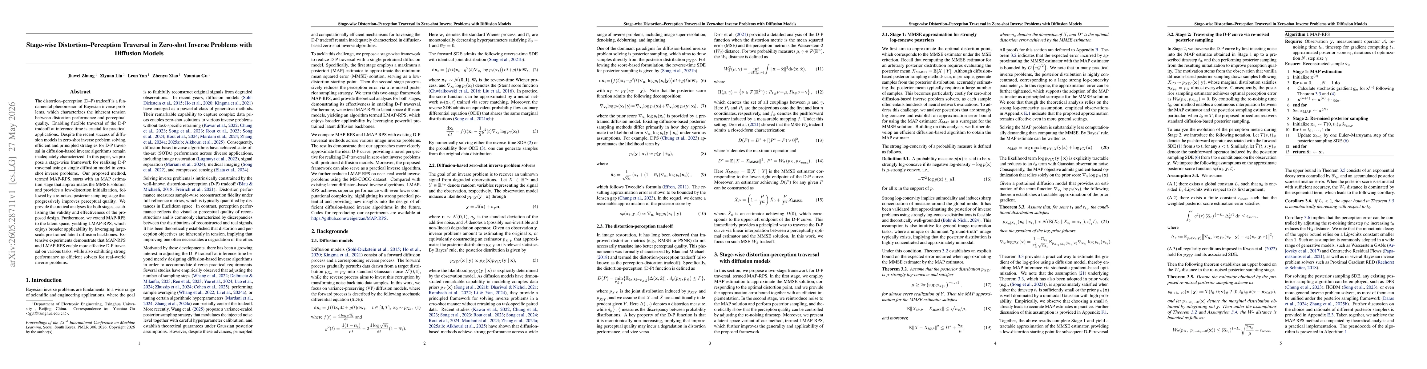 Thumbnail for Stage-wise Distortion-Perception Traversal in Zero-shot Inverse Problems with Diffusion Models