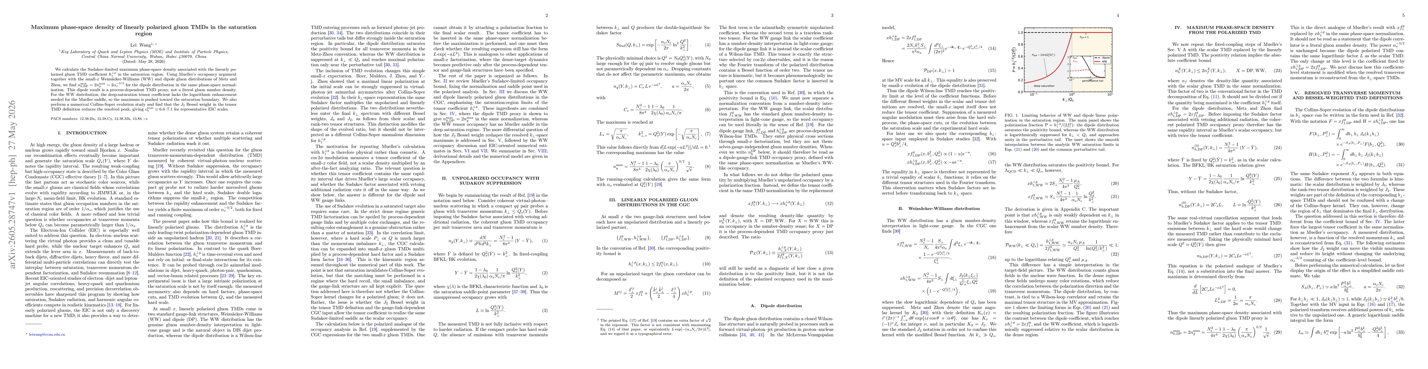 Thumbnail for Maximum phase-space density of linearly polarized gluon TMDs in the saturation region