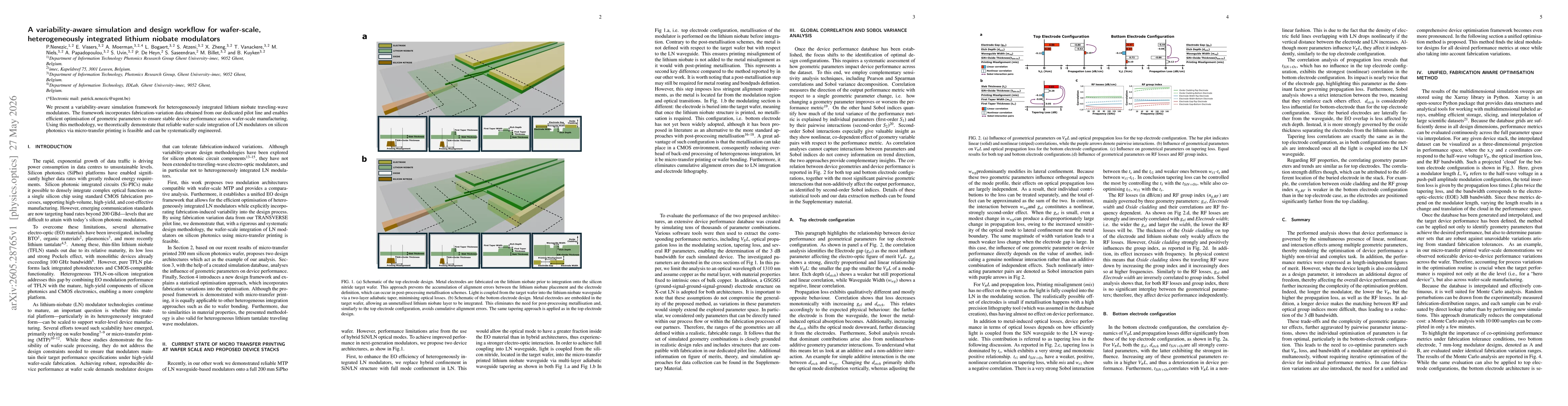 Thumbnail for A variability-aware simulation and design workflow for wafer-scale, heterogeneously integrated lithium niobate modulators