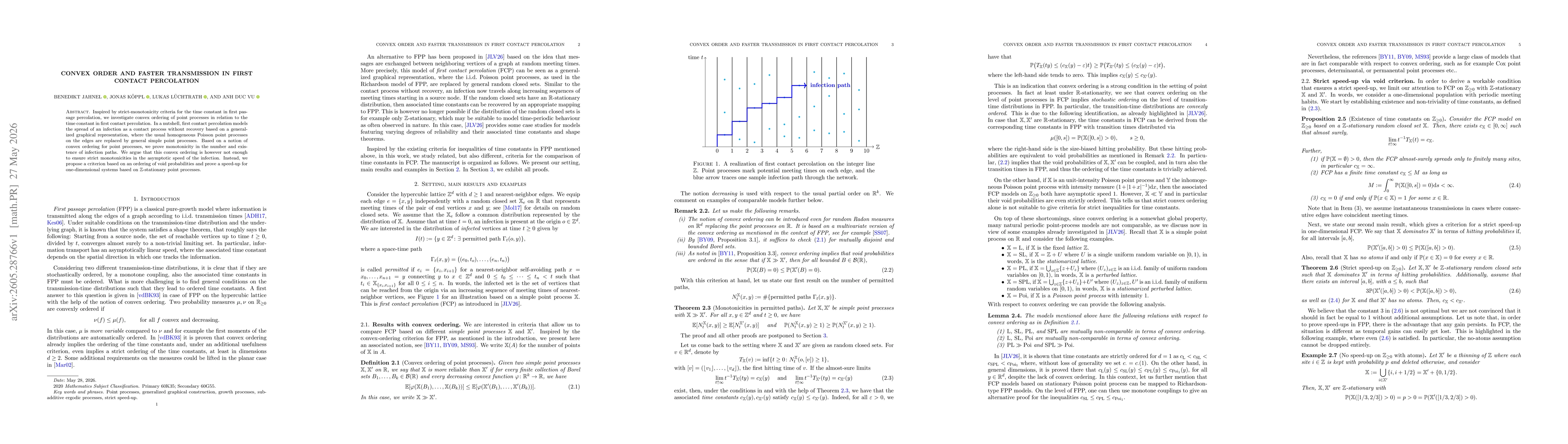 Thumbnail for Convex order and faster transmission in first contact percolation