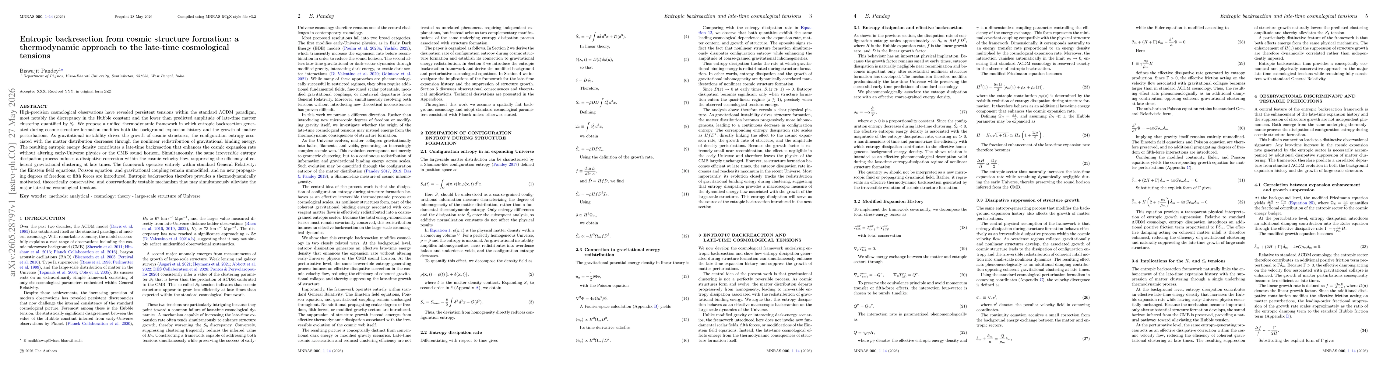 Thumbnail for Entropic backreaction from cosmic structure formation: a thermodynamic approach to the late-time cosmological tensions