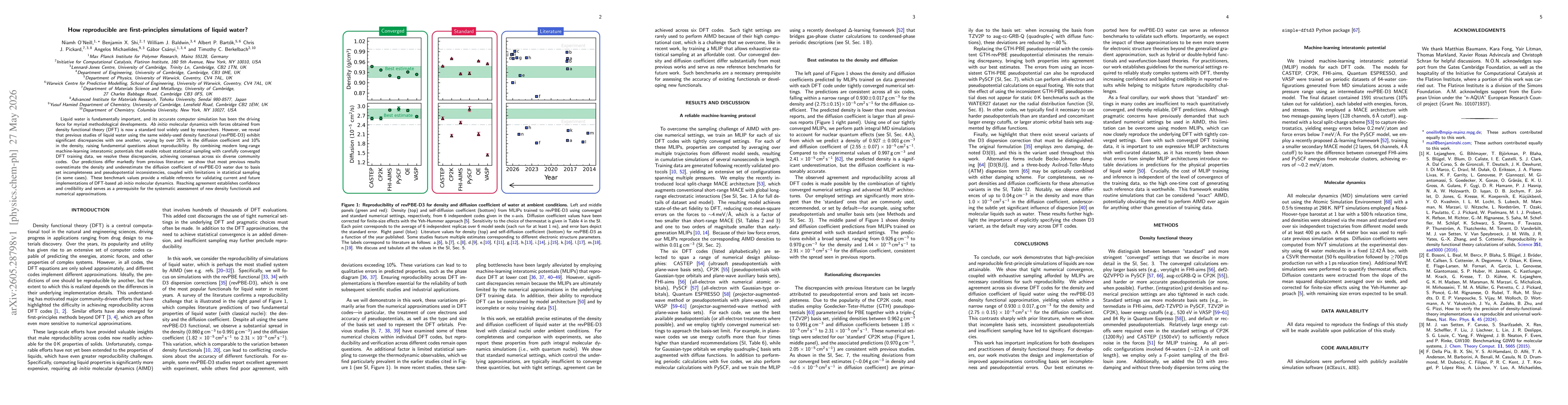 Thumbnail for How reproducible are first-principles simulations of liquid water?
