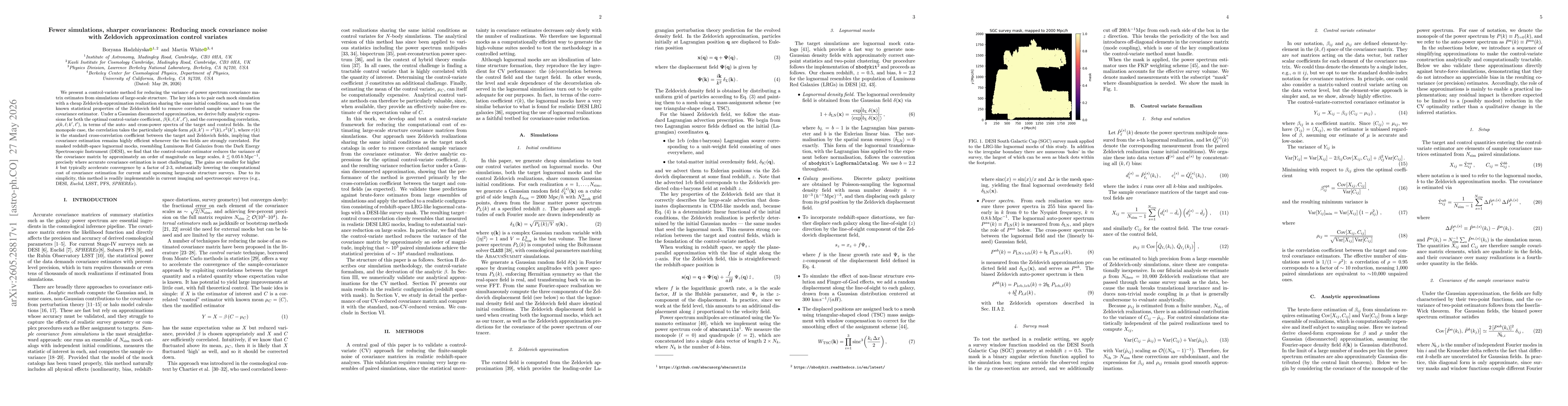 Thumbnail for Fewer simulations, sharper covariances: Reducing mock covariance noise with Zeldovich approximation control variates