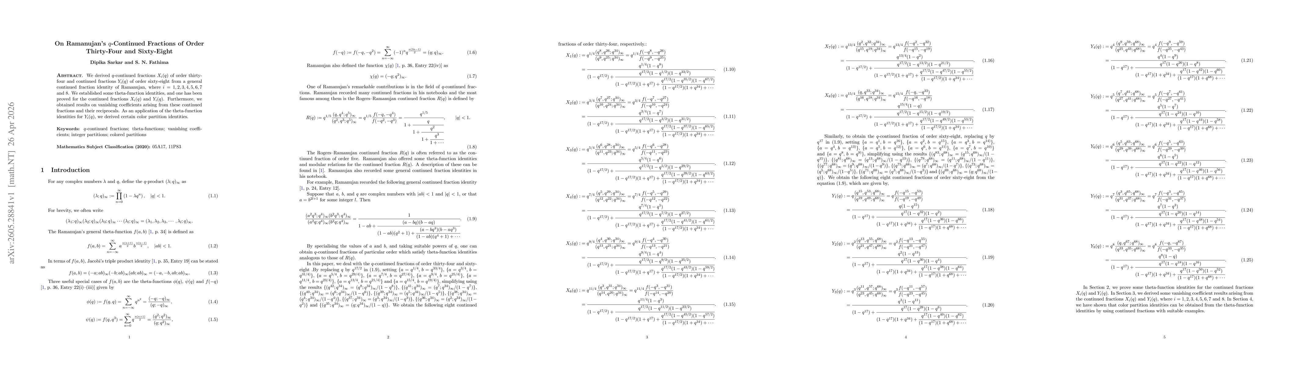 Thumbnail for On Ramanujan's $q$-Continued Fractions of Order Thirty-Four and Sixty-Eight