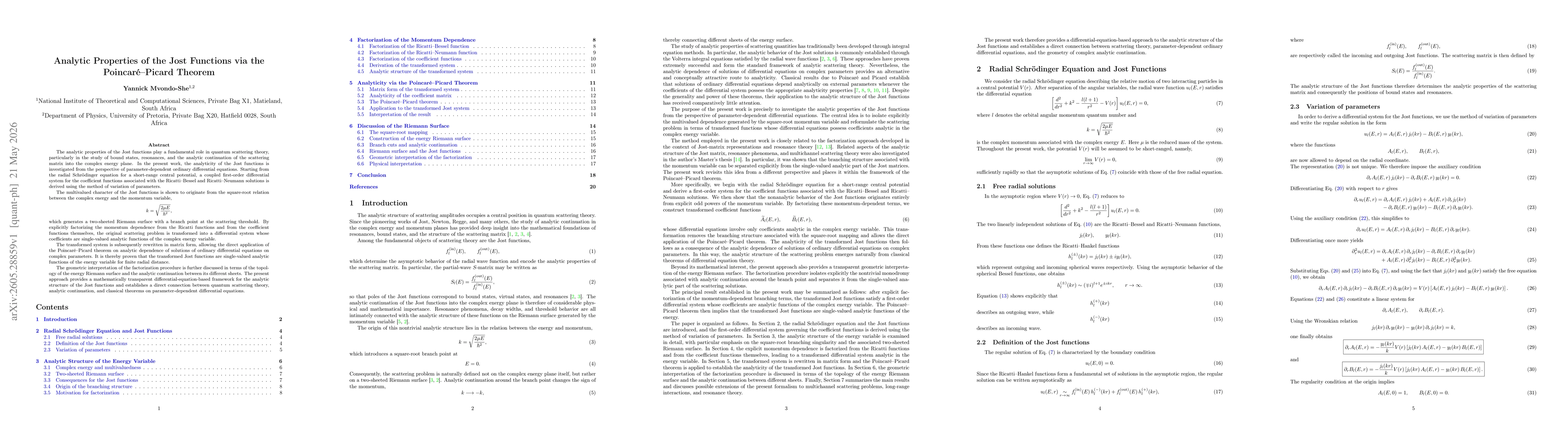 Thumbnail for Analytic Properties of the Jost Functions via the Poincaré-Picard Theorem