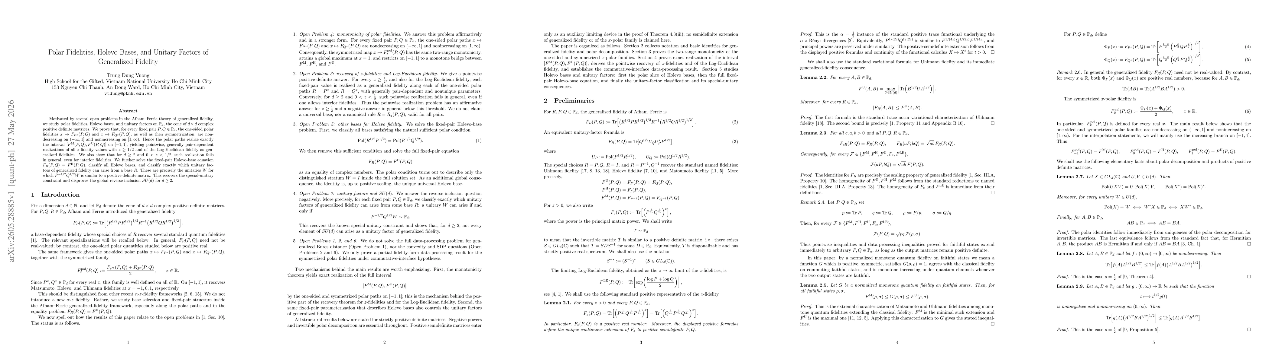 Thumbnail for Polar Fidelities, Holevo Bases, and Unitary Factors of Generalized Fidelity