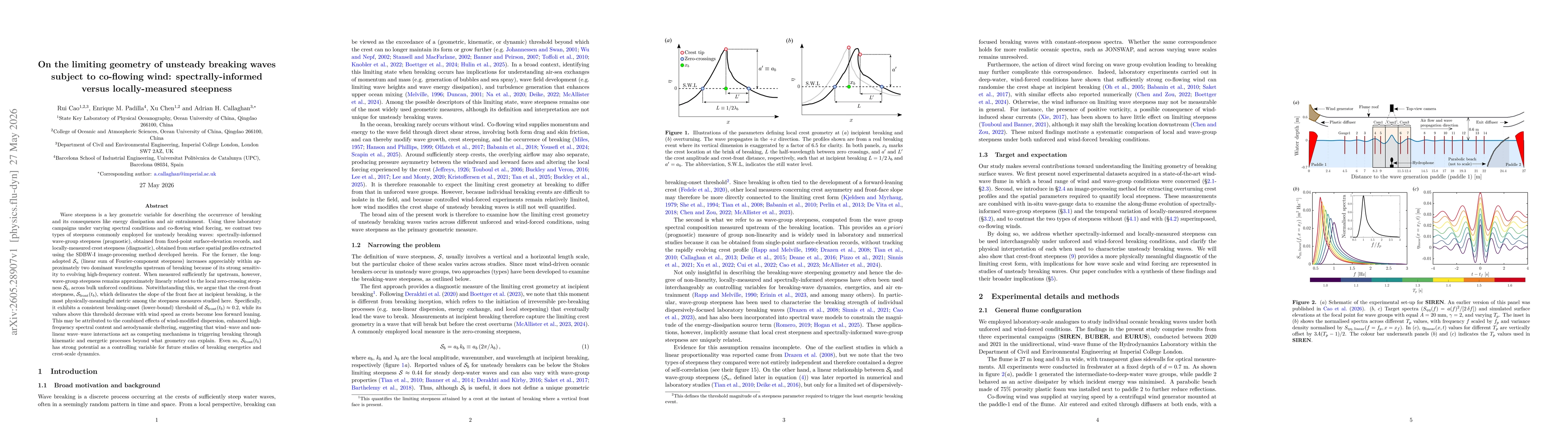 Thumbnail for On the limiting geometry of unsteady breaking waves subject to co-flowing wind: spectrally-informed versus locally-measured steepness