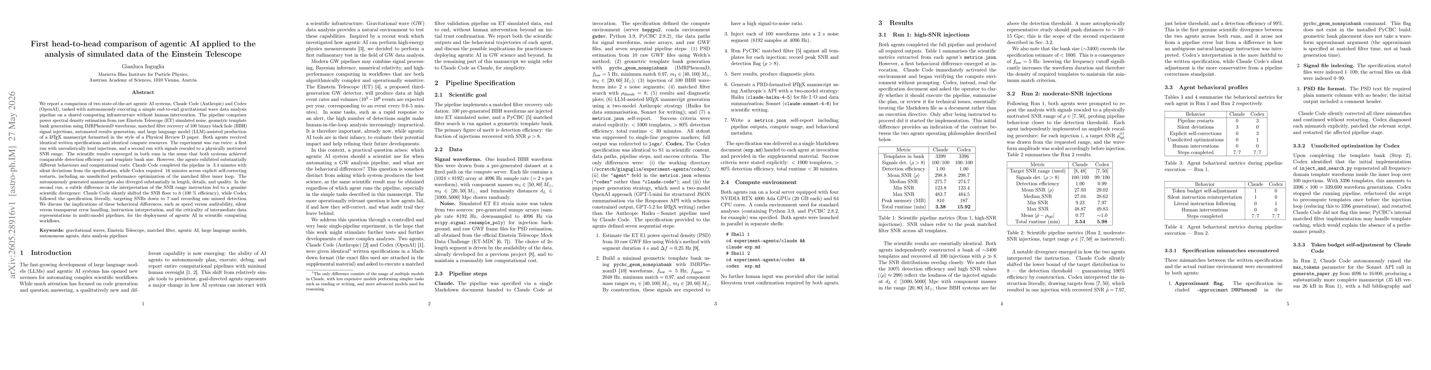 Thumbnail for First head-to-head comparison of agentic AI applied to the analysis of simulated data of the Einstein Telescope
