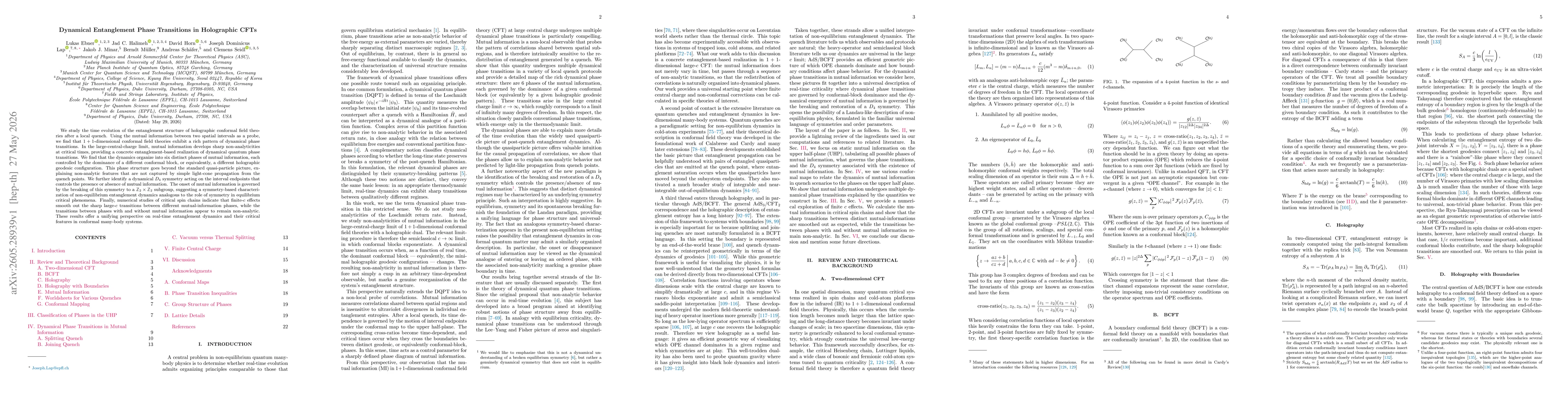 Thumbnail for Dynamical Entanglement Phase Transitions in Holographic CFTs