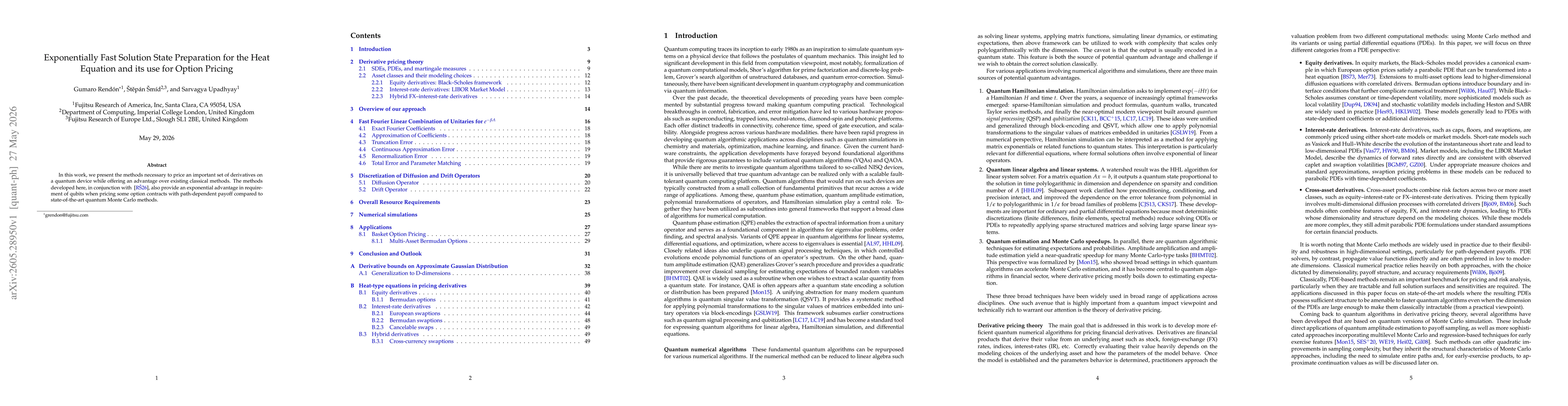 Thumbnail for Exponentially Fast Solution State Preparation for the Heat Equation and its use for Option Pricing