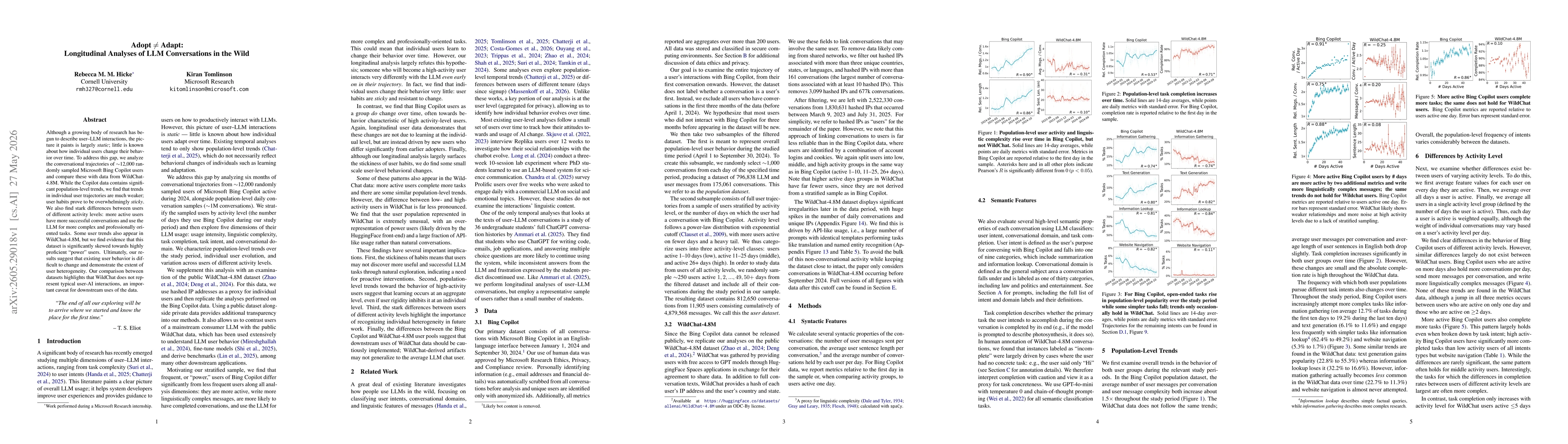 Thumbnail for Adopt $\neq$ Adapt: Longitudinal Analyses of LLM Conversations in the Wild