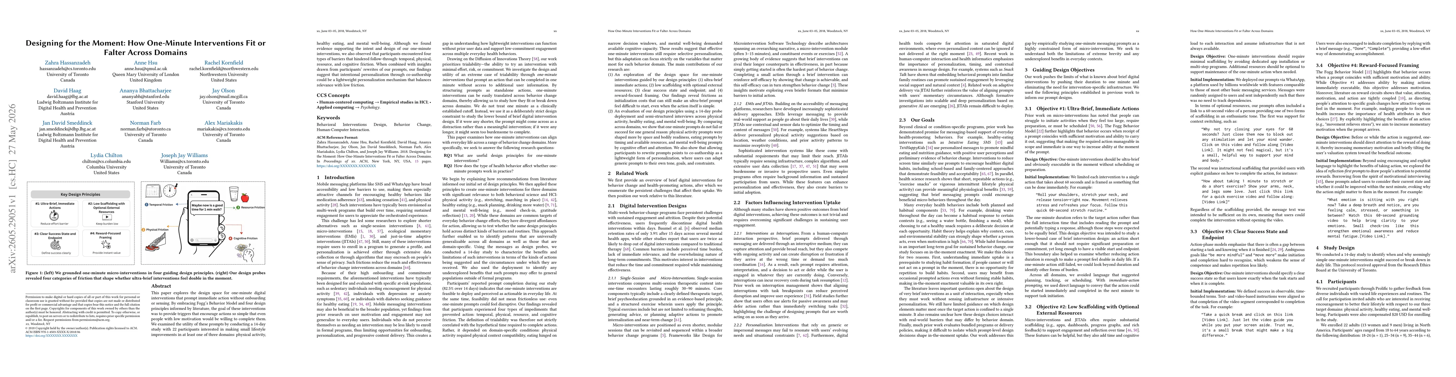 Thumbnail for Designing for the Moment: How One-Minute Interventions Fit or Falter Across Domains