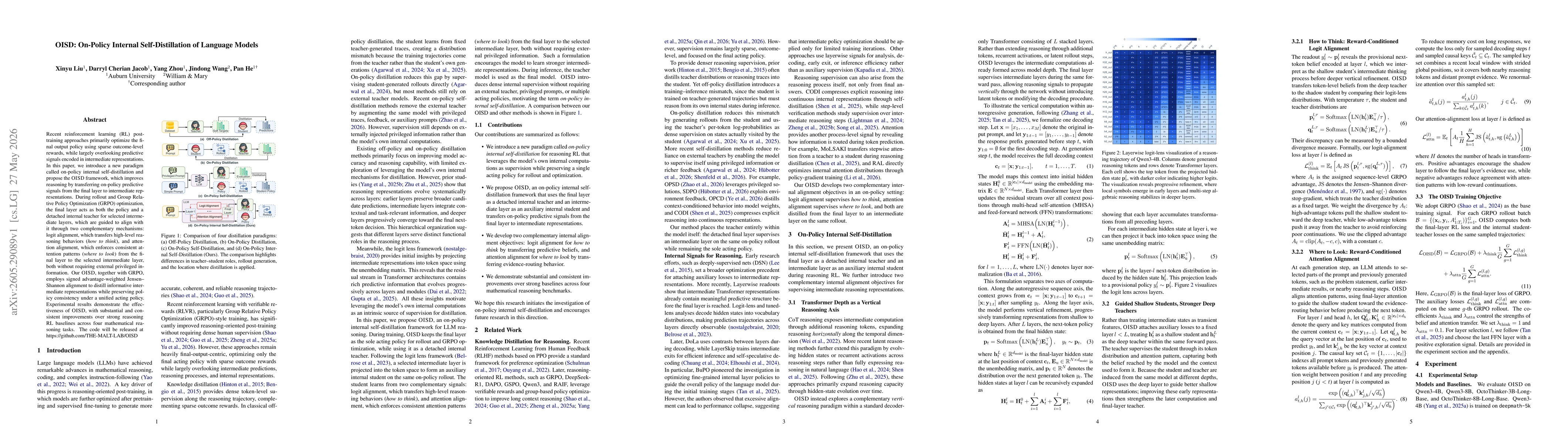 Thumbnail for OISD: On-Policy Internal Self-Distillation of Language Models