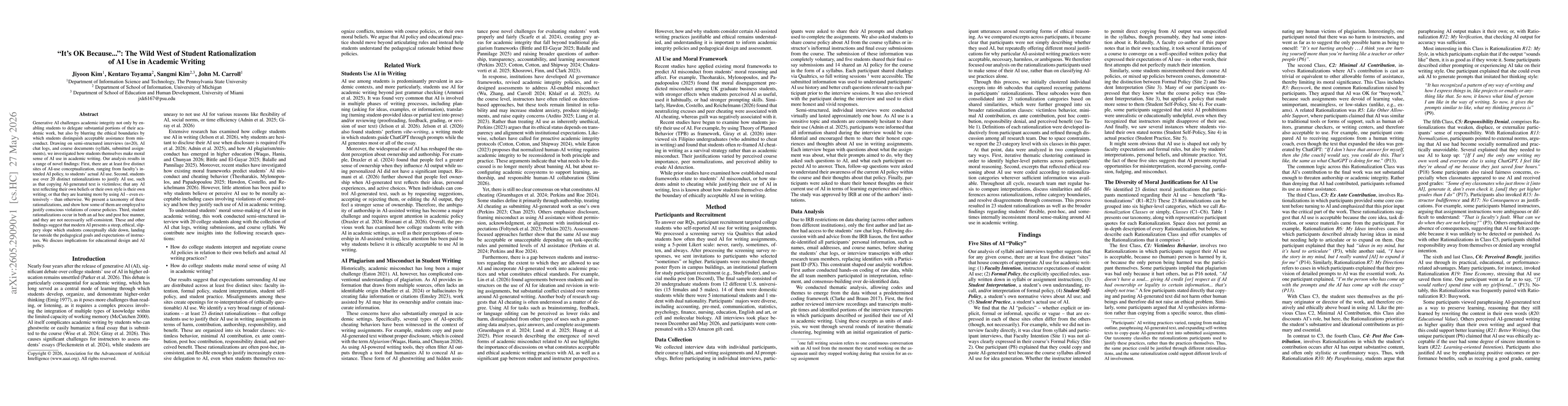 Thumbnail for "It's OK Because...": The Wild West of Student Rationalization of AI Use in Academic Writing