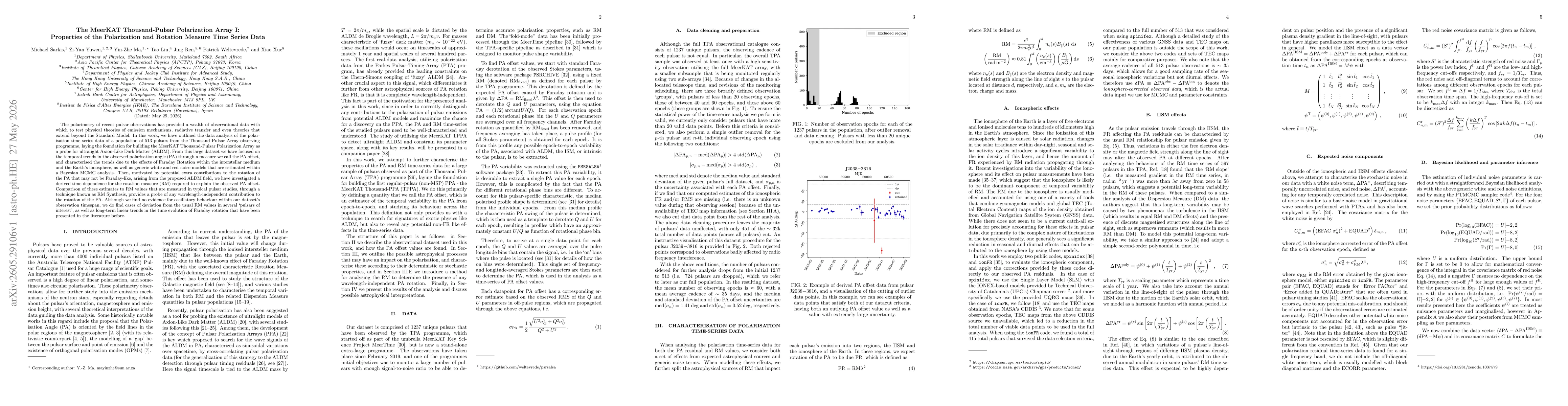 Thumbnail for The MeerKAT Thousand-Pulsar Polarization Array I: Properties of the Polarization and Rotation Measure Time Series Data