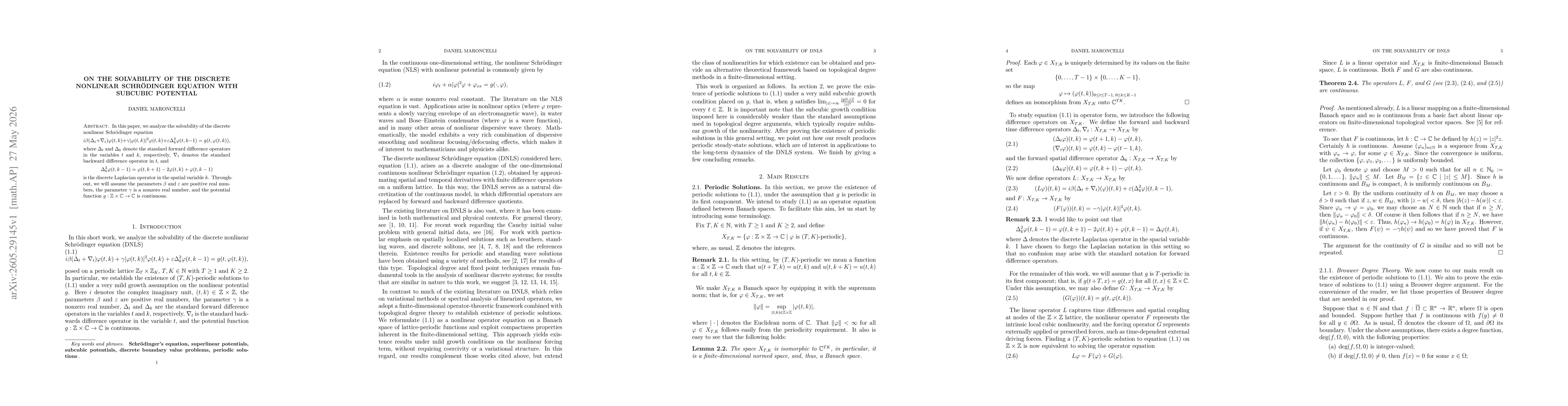 Thumbnail for On the solvability of the discrete nonlinear Schrodinger equation with subcubic potential
