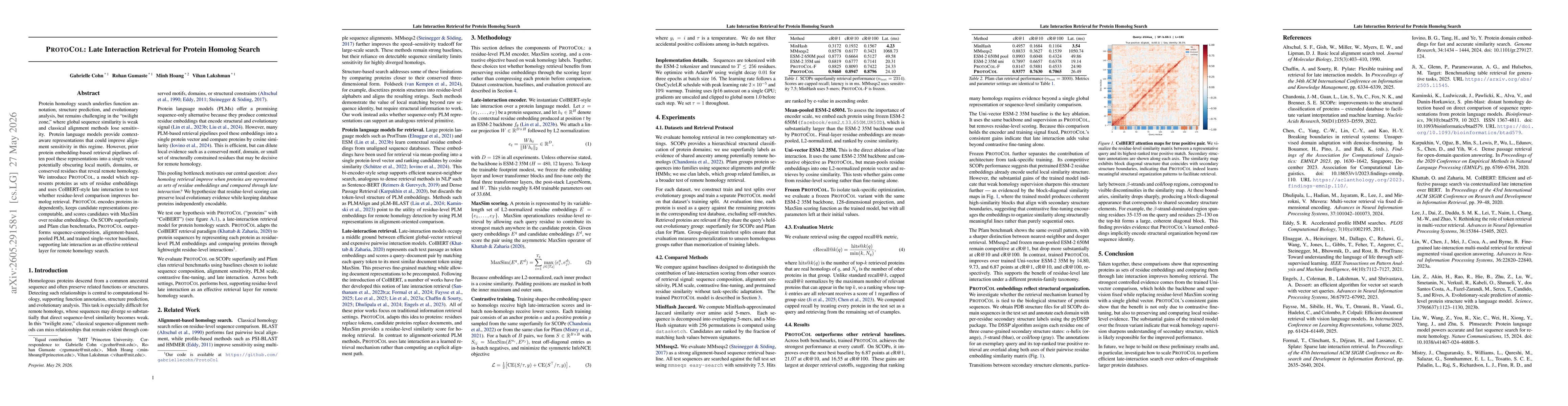 Thumbnail for PROTOCOL: Late Interaction Retrieval for Protein Homolog Search