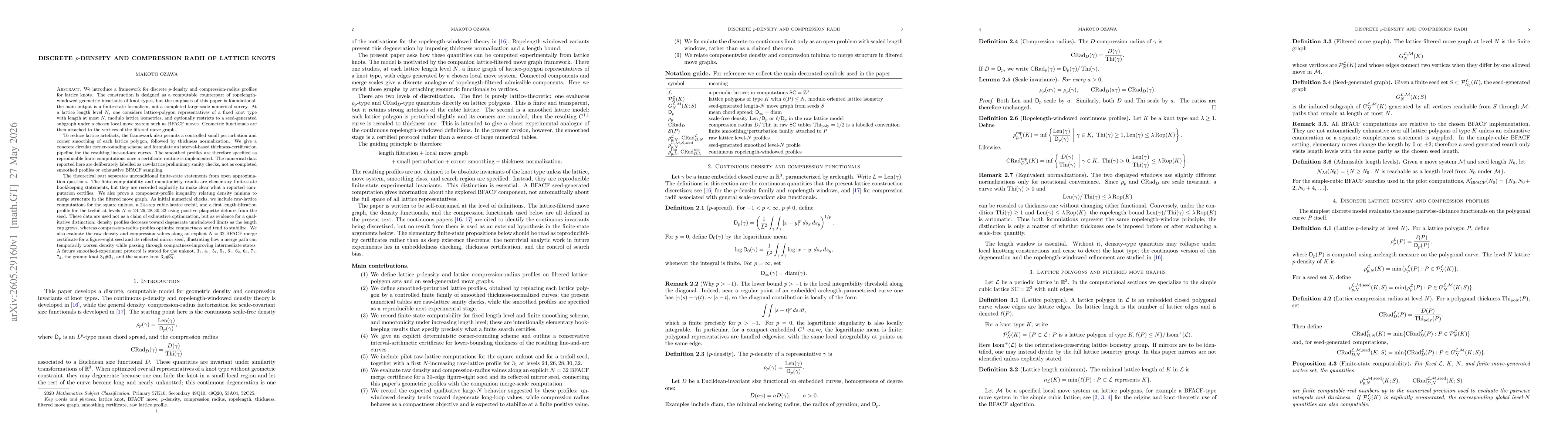 Thumbnail for Discrete p-Density and Compression Radii of Lattice Knots