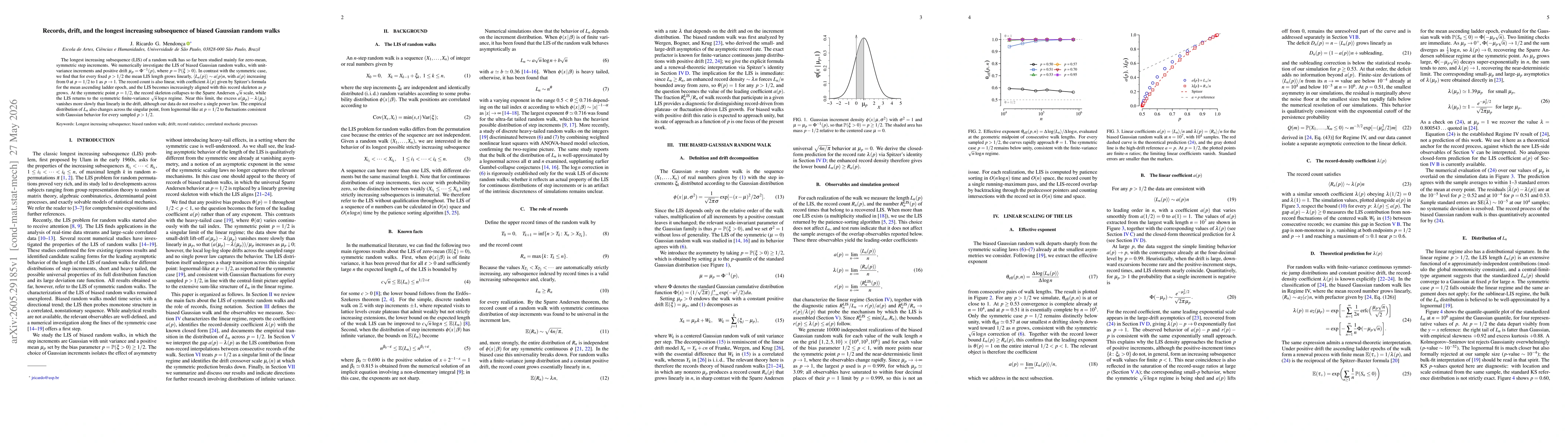 Thumbnail for Records, drift, and the longest increasing subsequence of biased Gaussian random walks