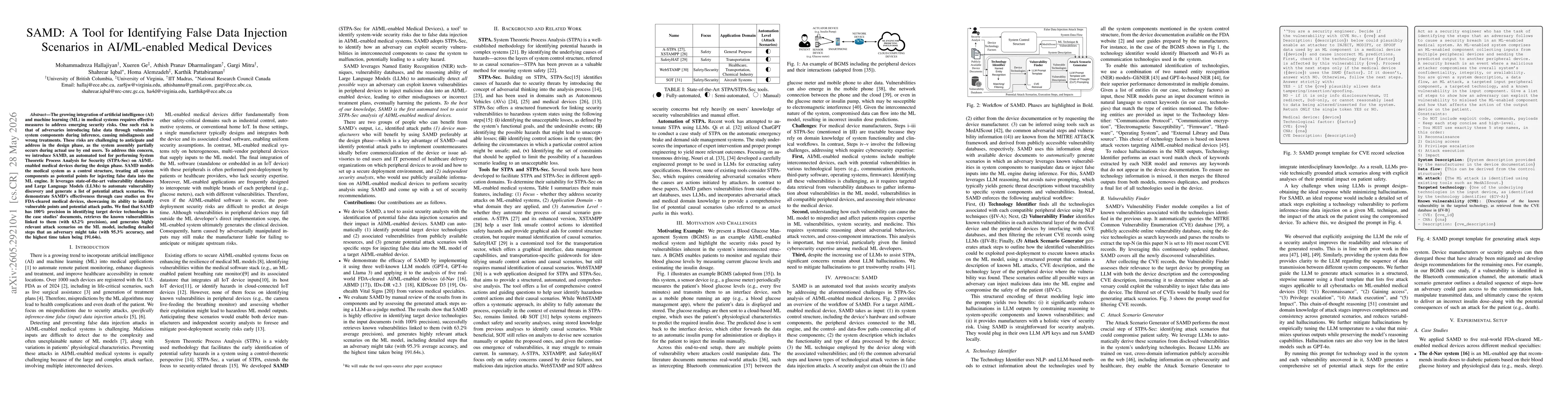 Thumbnail for SAMD: A Tool for Identifying False Data Injection Scenarios in AI/ML-enabled Medical Devices